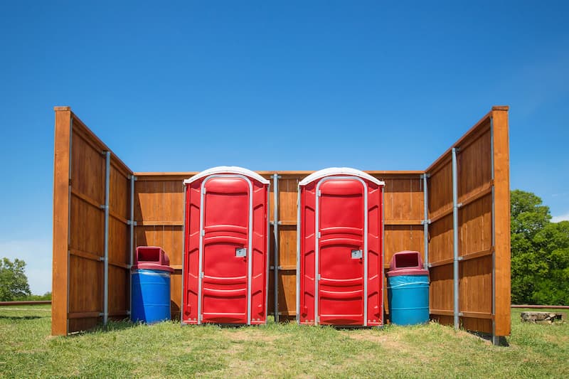 Short-term porta potty units staged for delivery in Placerville, California